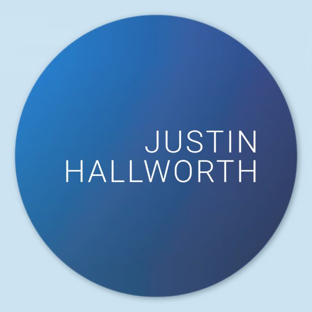 Pegatina Redonda Gradiente azul oscuro moderno y texto editable mín (Subido por el creador)