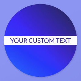Pegatina Redonda Gradiente azul y texto editable en franja blanca