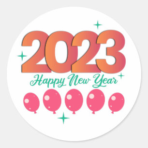 Pegatina Redonda Gradiente colorido 2023 Feliz Año Nuevo