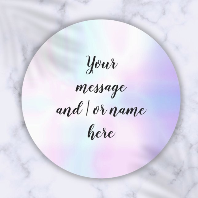 Pegatina Redonda Gradiente de arcoiris holográfico personalizado (Holographic Rainbow Gradient Personalized Classic Round Sticker)