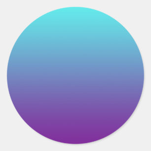 Pegatina Redonda Gradiente de Fondo Simple Turquesa Azul Púrpura