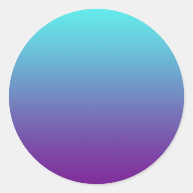 Pegatina Redonda Gradiente de Fondo Simple Turquesa Azul Púrpura (Anverso)