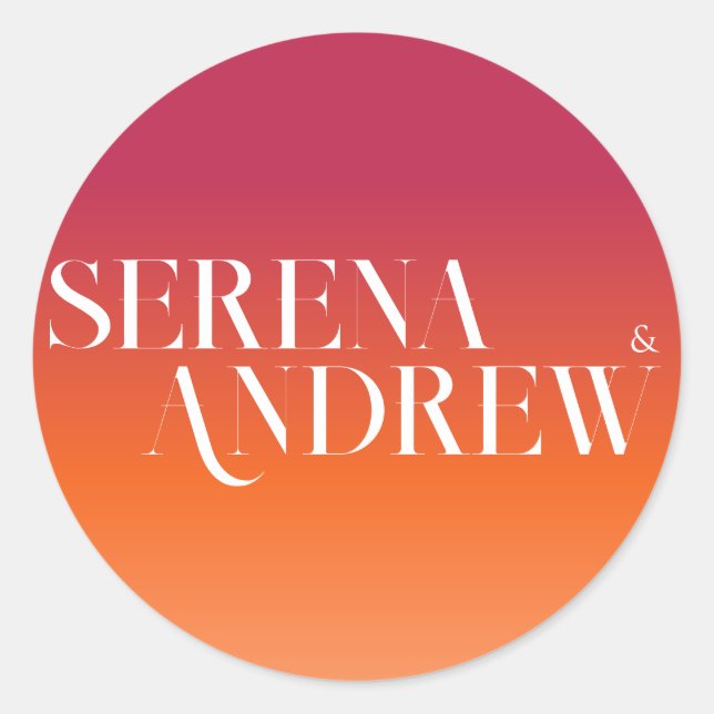 Pegatina Redonda Gradiente de puesta de sol Naranja Viva Magenta Br (Anverso)