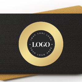 Pegatina Redonda Gradiente Dorado Agrega tu logotipo personalizado 