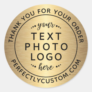Pegatina Redonda Gradiente dorado del negocio gracias por tu pedido