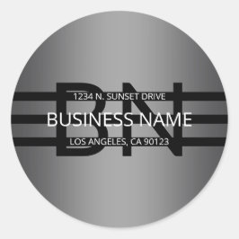 Pegatina Redonda Gradiente gris moderno y bandas negras horizontale