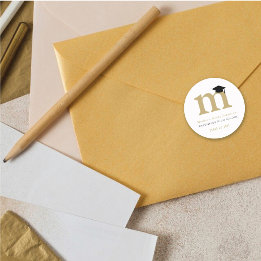 Pegatina Redonda Grado clásico simple monograma moderno tapón de gr