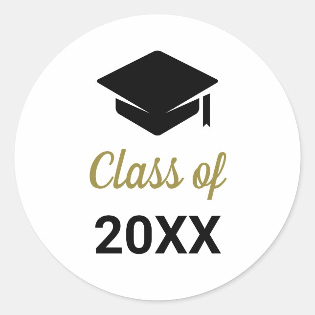 Pegatina Redonda Grado De Congratos De Cualquier Año De Graduación (Anverso)