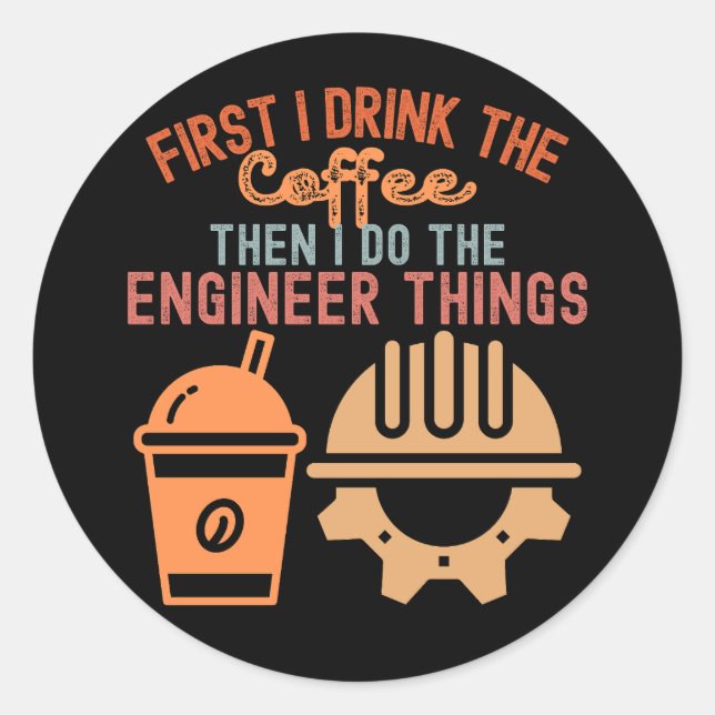 Pegatina Redonda Grado de ingeniería, ingeniería5 (Anverso)