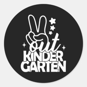Pegatina Redonda Grado De Jardín De Niños El Día Pasado, Profesor D