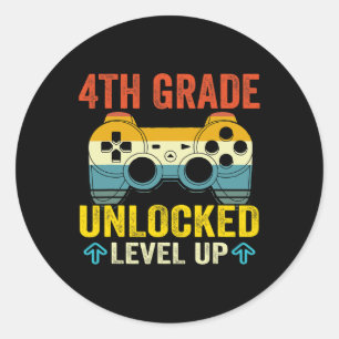 Pegatina Redonda Grado Desbloqueado Nivel Arriba Video Juego De Vue