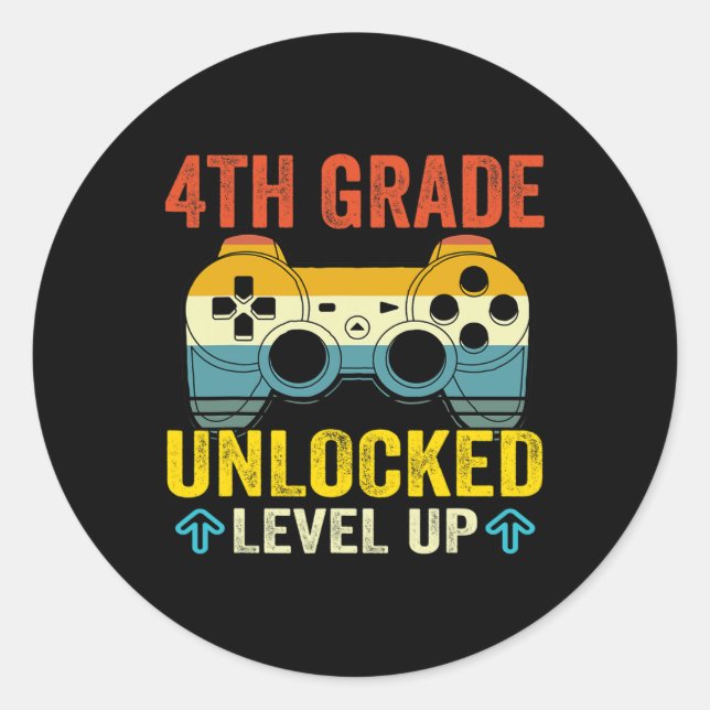 Pegatina Redonda Grado Desbloqueado Nivel Arriba Video Juego De Vue (Anverso)