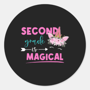 Pegatina Redonda Grado mágico de estudiante de segundo grado de Uni