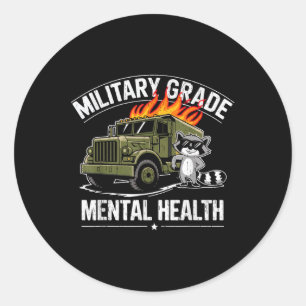 Pegatina Redonda Grado militar Grado de salud mental Divertido Vete