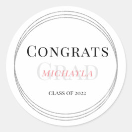Pegatina Redonda Grado minimalista de Grado de 2024 Graduación