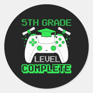 Pegatina Redonda Grado Nivel Gi Gi de Graduación Completa Gamer 5º