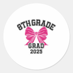 Pegatina Redonda Grado Octavo Grado 2025 Escuela Secundaria Coquett