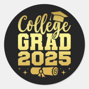 Pegatina Redonda Grado Universitario Cl De 2025 Graduación Superior