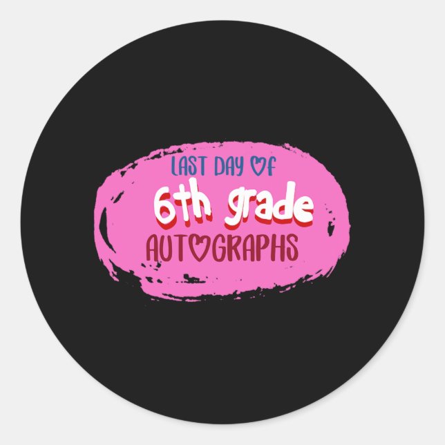 Pegatina Redonda Gradu Primario de Autografo de 6º Grado (Anverso)