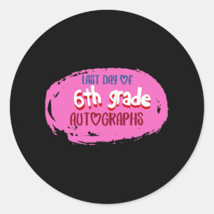 Pegatina Redonda Gradu Primario de Autografo de 6º Grado