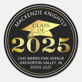 Pegatina Redonda Graduación 2025 Dirección de devolución de Relieve