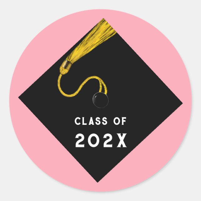 Pegatina Redonda Graduación 2025 Rosa (Anverso)
