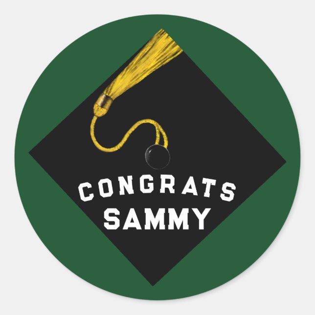 Pegatina Redonda Graduación 2025 Verde (Anverso)