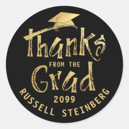 Pegatina Redonda Graduación AGRADECIMIENTO DE GRAD Gold Brushstroke