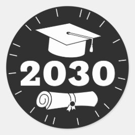 Pegatina Redonda Graduación año de licenciatura diploma clásico neg