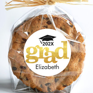 Pegatina Redonda Graduación Audaz Tipografía moderna de Relieve met