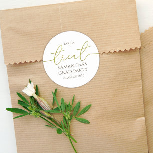 Pegatina Redonda Graduación caligrafía de oro guión simple trato