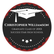 Graduación Cap Escuela Moderna Negro Rojo