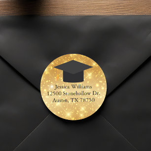 Pegatina Redonda Graduación Chic Brillante Dirección de Retorno