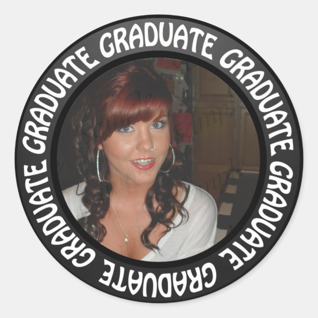 Pegatina Redonda Graduación Círculo de cartón Añadir tu foto (Anverso)