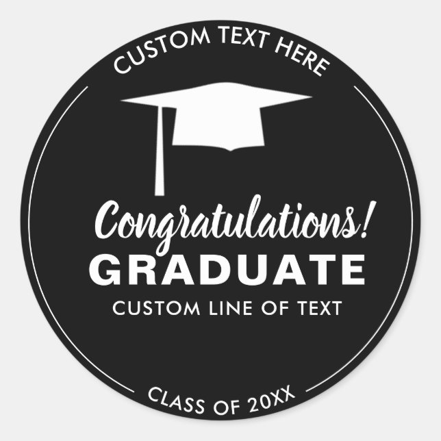 Pegatina Redonda Graduación Clase 20XX Título Personalizado de colo (Anverso)
