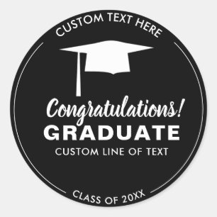Pegatina Redonda Graduación Clase 20XX Título Personalizado de colo