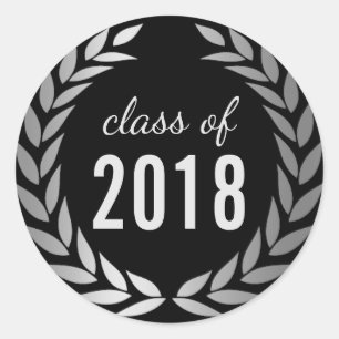 Pegatina Redonda Graduación Clase Plata Moderna de 2018