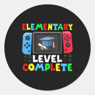 Pegatina Redonda Graduación completa de nivel elemental Gamer Cl 20