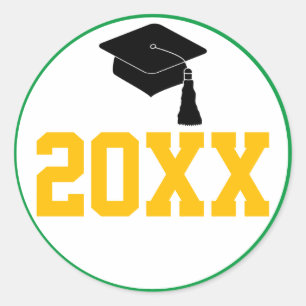 Pegatina Redonda Graduación de 2024 en la categoría de verde y oro