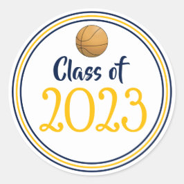 Pegatina Redonda Graduación de Año de Clase Navy Oro