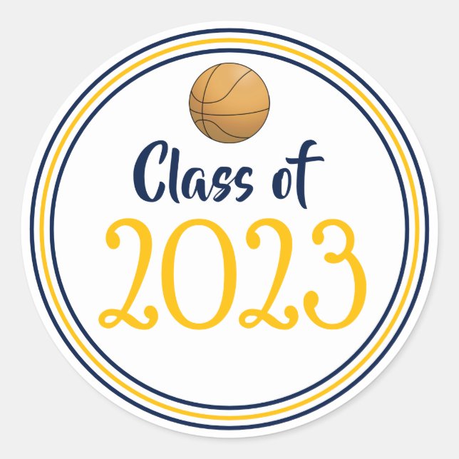 Pegatina Redonda Graduación de Año de Clase Navy Oro (Anverso)