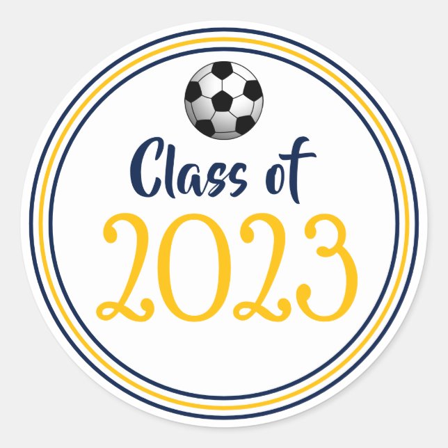 Pegatina Redonda Graduación de Año de Clase Navy Oro (Anverso)