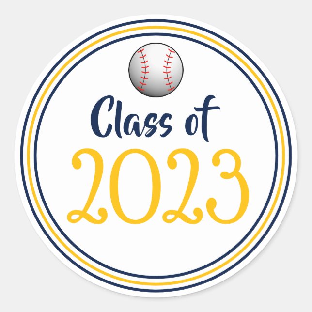 Pegatina Redonda Graduación de Año de Clase Navy Oro (Anverso)