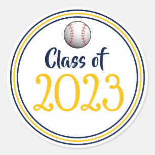Pegatina Redonda Graduación de Año de Clase Navy Oro