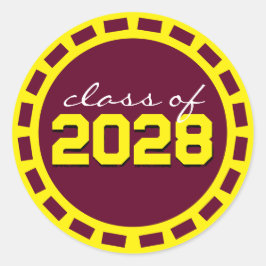 Pegatina Redonda Graduación de cinta de película Burgundy y Amarill