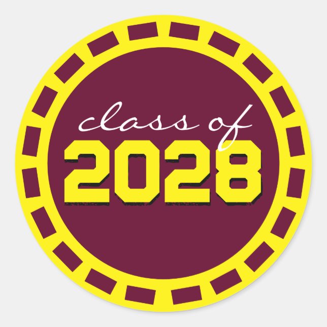 Pegatina Redonda Graduación de cinta de película Burgundy y Amarill (Anverso)