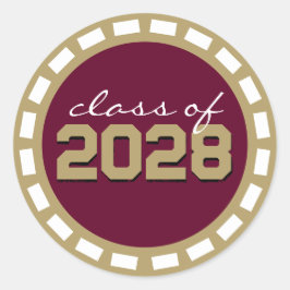 Pegatina Redonda Graduación de cinta de película de Burgundy y Bron