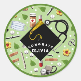 Pegatina Redonda Graduación de enfermería