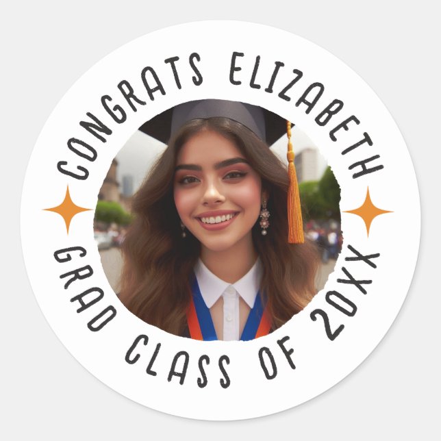 Pegatina Redonda Graduación de felicitaciones a personalizado de te (Anverso)