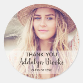 Pegatina Redonda Graduación de fotos personalizada Gracias
